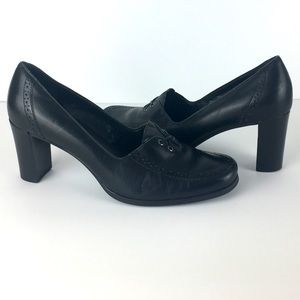 Franco Sarto Women's Black Heeled Loafers Slip-on